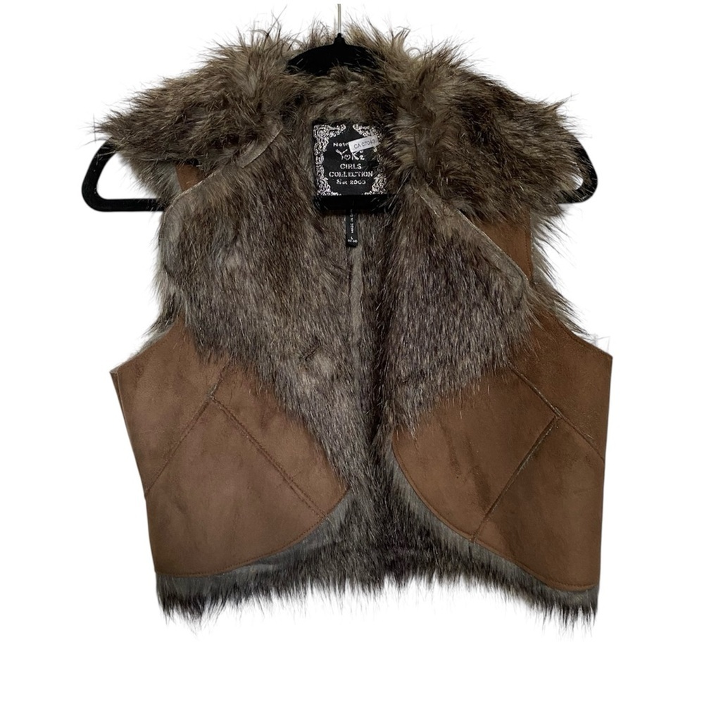 New York Yoki Brown Faux Fur Vest
